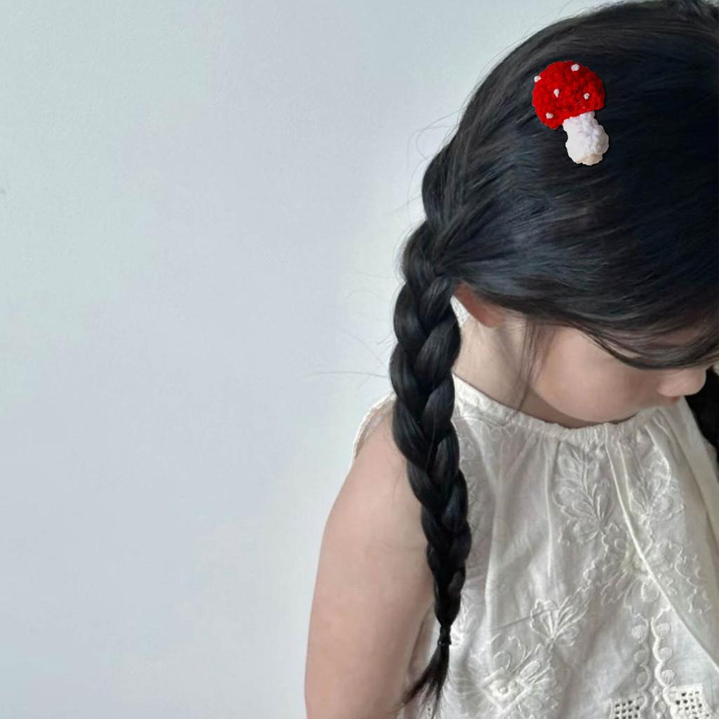 Cute Mushroom Hair Clips Hairpin Handmade Knitted Hair Clip Headwear Crochet Hair Accessories Decorations for Women