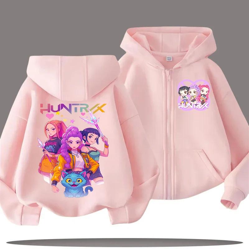 2025 Hot Funny Zip Up Sweatshirts Kpop Demon Hunters Hoodie Children Clothes Kid Girl Boy Sweatshirt Zipper Hoody Casual Top
