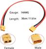 2 Pcs XT60 Male-Female Cable 30cm 14AWG Silicone + 2 Pairs XT60 Male/Female Connectors for RC Lipo FPV Drone
