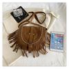Tassel Bag Brown Retro Western Denim Bag Niche Ethnic Bohemian Messenger Bag Women's Trendy Shoulder Bag