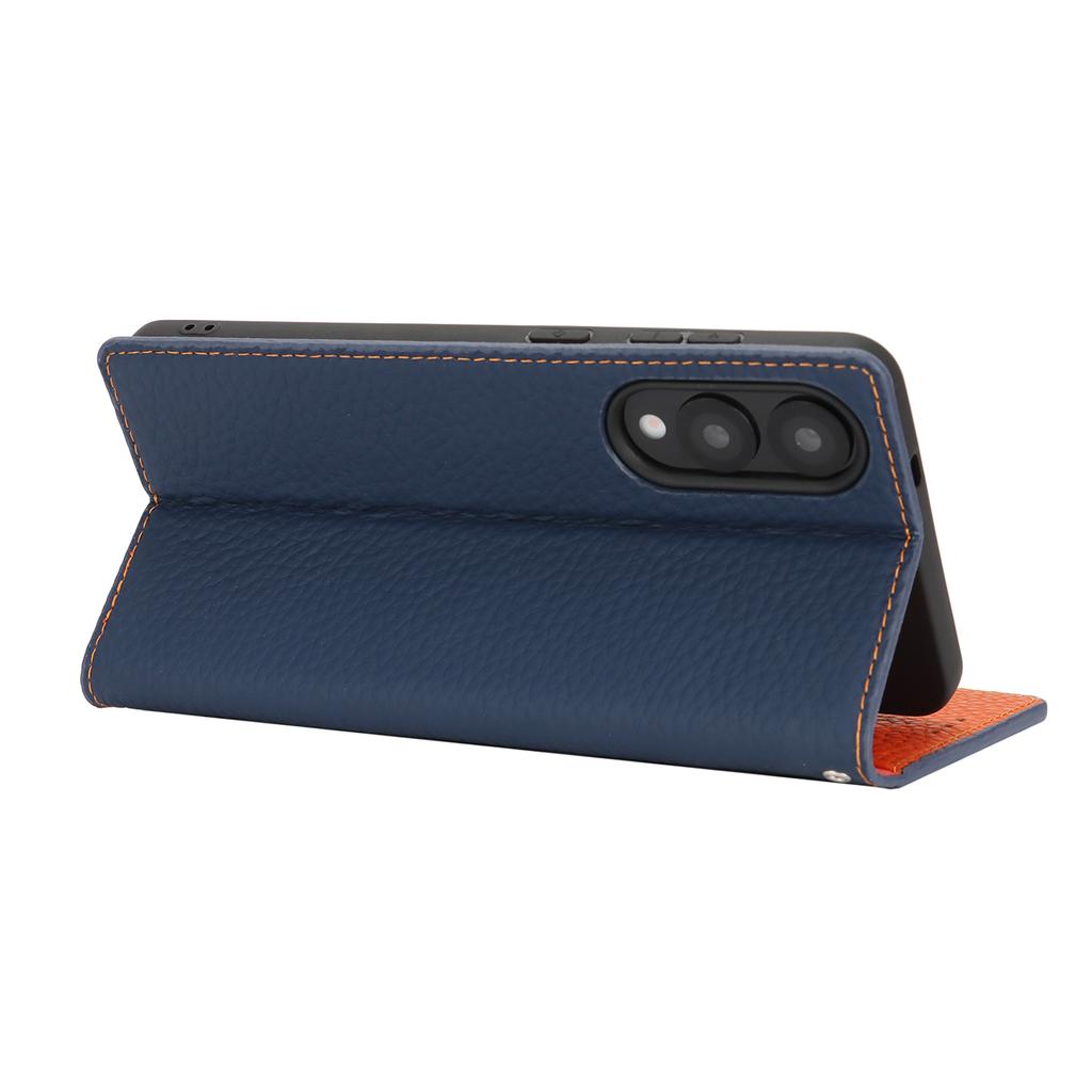 For Samsung Galaxy S25 Edge Wallet Case Genuine Cow Leather Phone Cover Litchi Texture