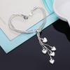 925 Sterling Silver Multi Snake Chain Heart-shaped Pendant Bracelet Wedding Fashion