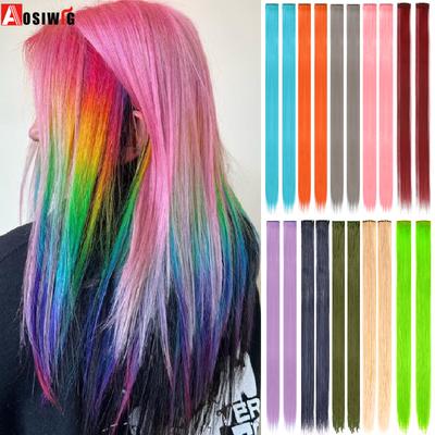 2 STÜCKE Clip-In Haarverlängerungen Bunte Party-Highlights Gerade Regenbogen-Haarteile Festival Halloween Cosplay Für Frauen Mädchen