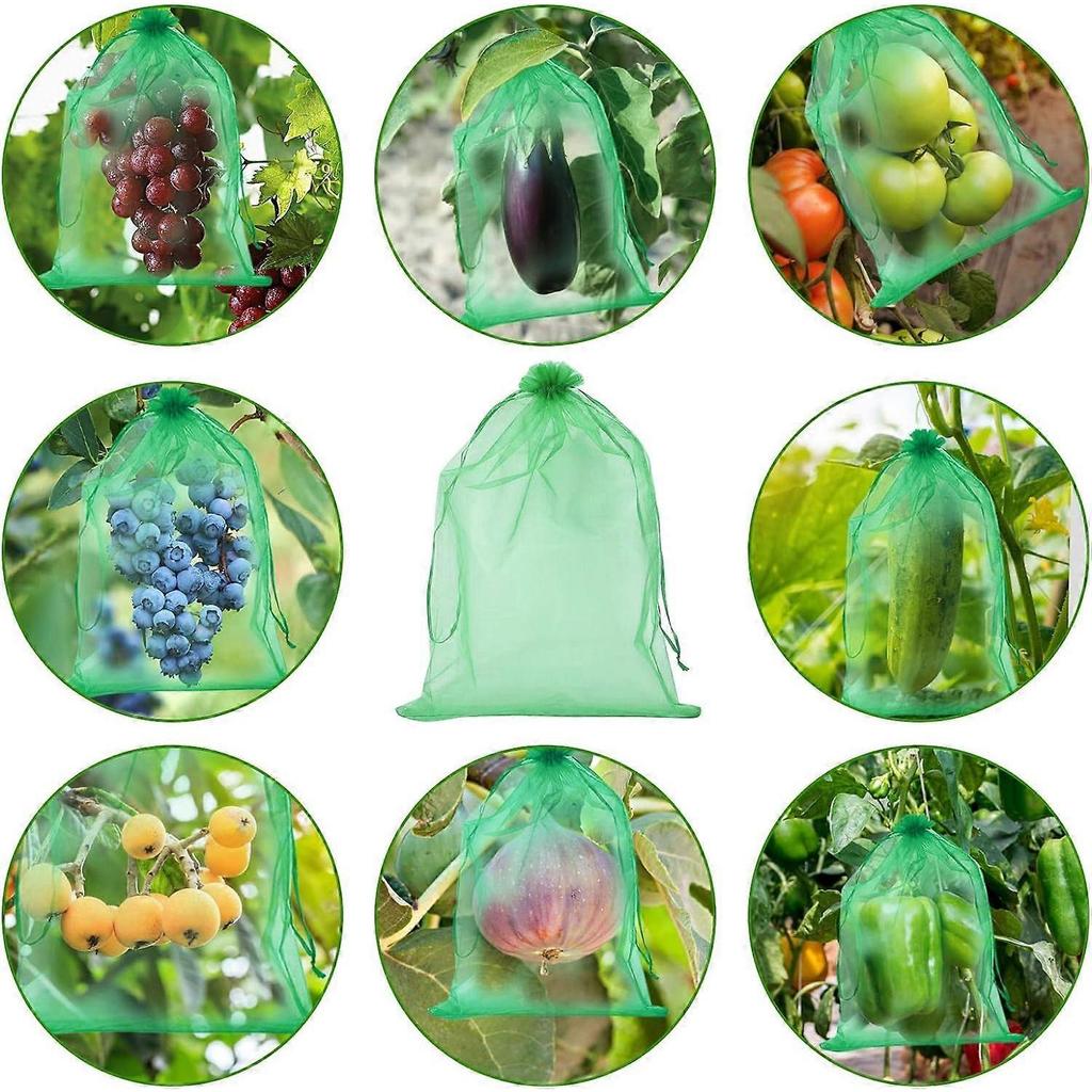 Grape Protection Bag, Organza Bags with Drawstring, Fruit Protection Bag, Reusable Organza Grape Protection Bag, to Protect Against Wasps, Birds (Gras