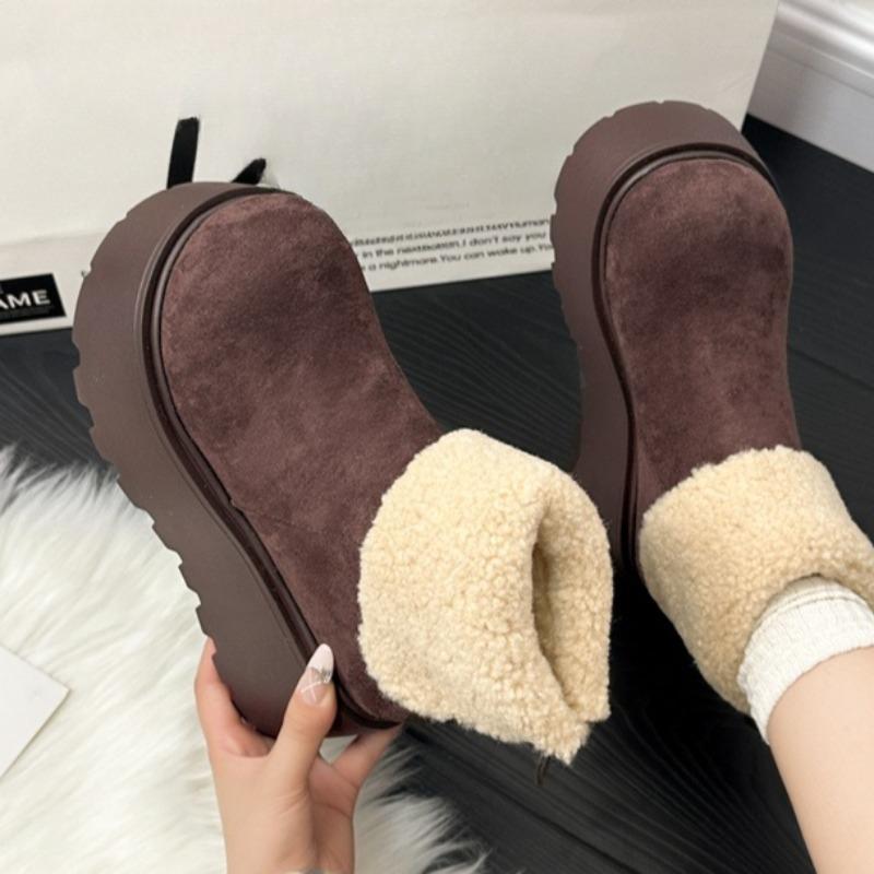 Women Platform Snow Short Boots Fashion Plush Shoes 2025 Designer Suede Ankle Boots Winter New Trends Cozy Shoes Dress Zapatos