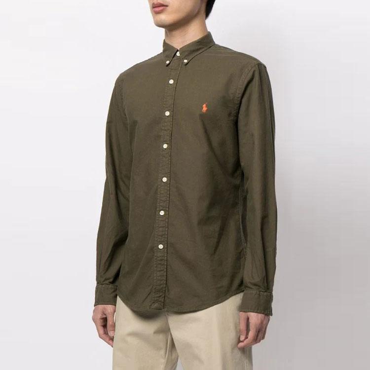 Polo Ralph Lauren FW21 Logo Embroidered Button-Up Long Sleeve Shirt Men shirts Green 710804257-006