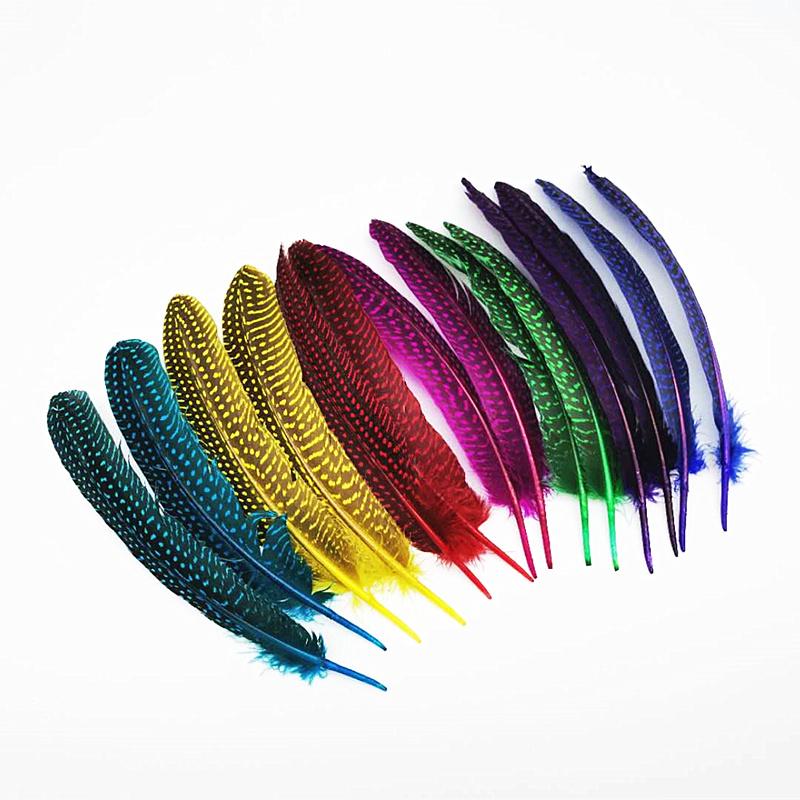 10pcs Wing Pheasant Feathers Spotted Guinea Fowl Plumas Diy Feathers for Jewelry Making Wedding Decoration Plumes Crafts 17-22cm
