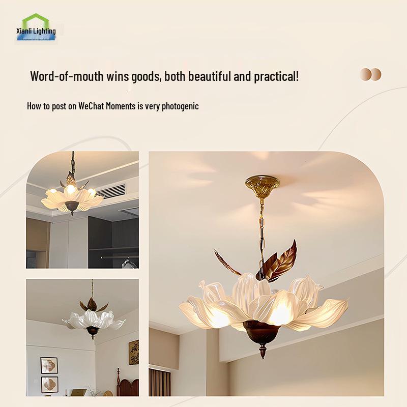 Vintage French Petal Chandelier - Zen-Inspired Song Dynasty Aesthetic for Living Room or Restaurant