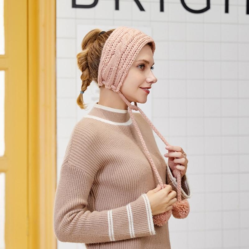 Soft Stretch Winter Warm Cable Knit Earmuffs Warmer Headband Crochet Ear Warmer Headband Knit Ear Muffs for Women Girls