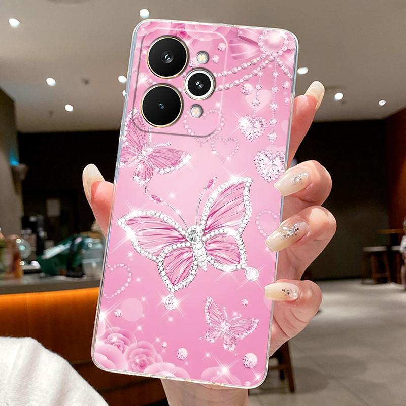 For Realme 15 Pro 15T 5G Elegant Flower Butterfly Bow Phone Funda Cover RMX5106 RMX5101 Soft Silicone Transparent TPU Jelly Case
