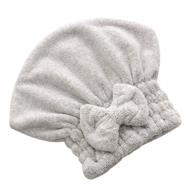 

1 шт. Cute Bow Coral Dry Hair Cap Towel Абсорбуюча м’яка шапочка для душу Quick Dry Hair Towel for Women Bath сірий