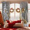 2pcs Christmas tree snowman white printed blackout curtains insulation multiple sizes living room decoration, machine washable