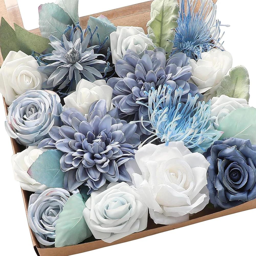 

Artificial Rose Flower Mix Table Centerpiece Dahlia Roses As Show Artificial Flowers DIY Bridal Bouquet Elegant Home Decor