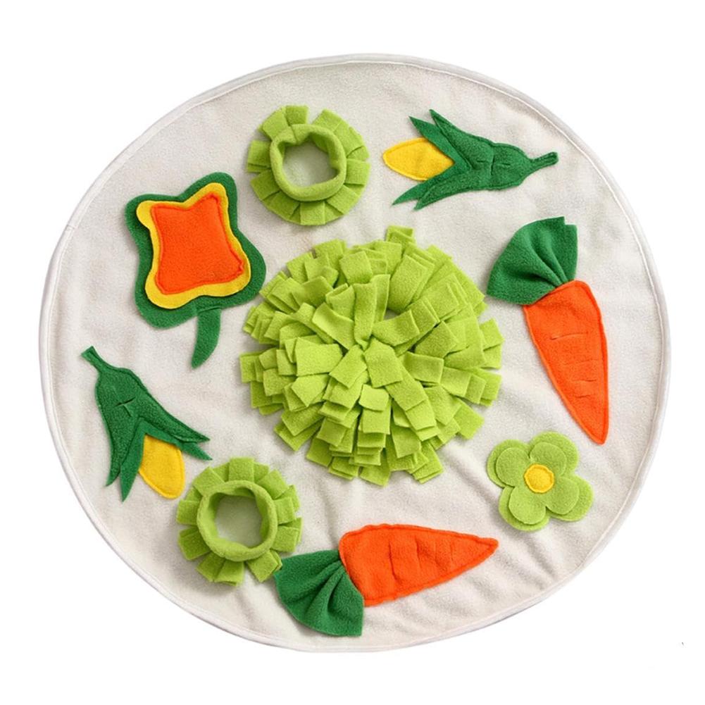 Pet Sniffing Pad Mat Round Carrot Flower Snuffle Mats Little Puzzle Treat Dispenser Bunny Rabbit Chinchillas Guinea Pig Foraging