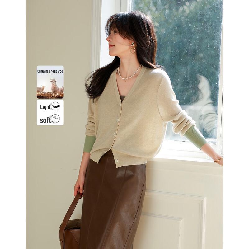 Women s V-Neck Wool Blend Knit Cardigan M