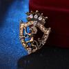Retro Lion Crystal Brooch Pins Animal Crown Lapel Pin Corsage Men's Shirt Suit Collar Pins Fahion Jewelry Colthing Accessories
