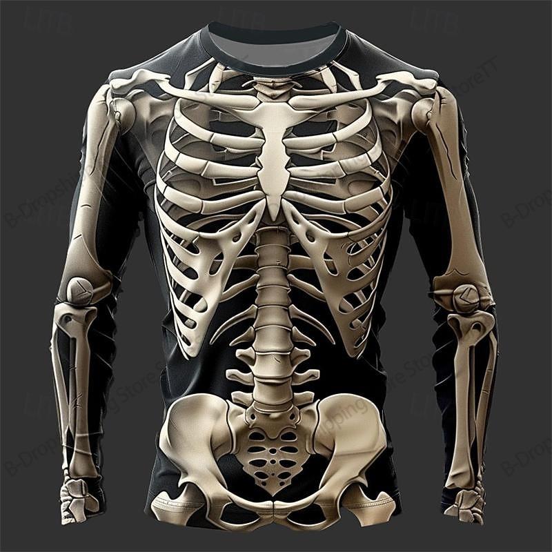 2026 Nieuw Schedel Mannen Grafisch Skelet Lange Mouwen T-shirt Halloween 3D Print T-shirt Mannen Vrouwen Mode Hip Hop Harajuku Tops T-shirts