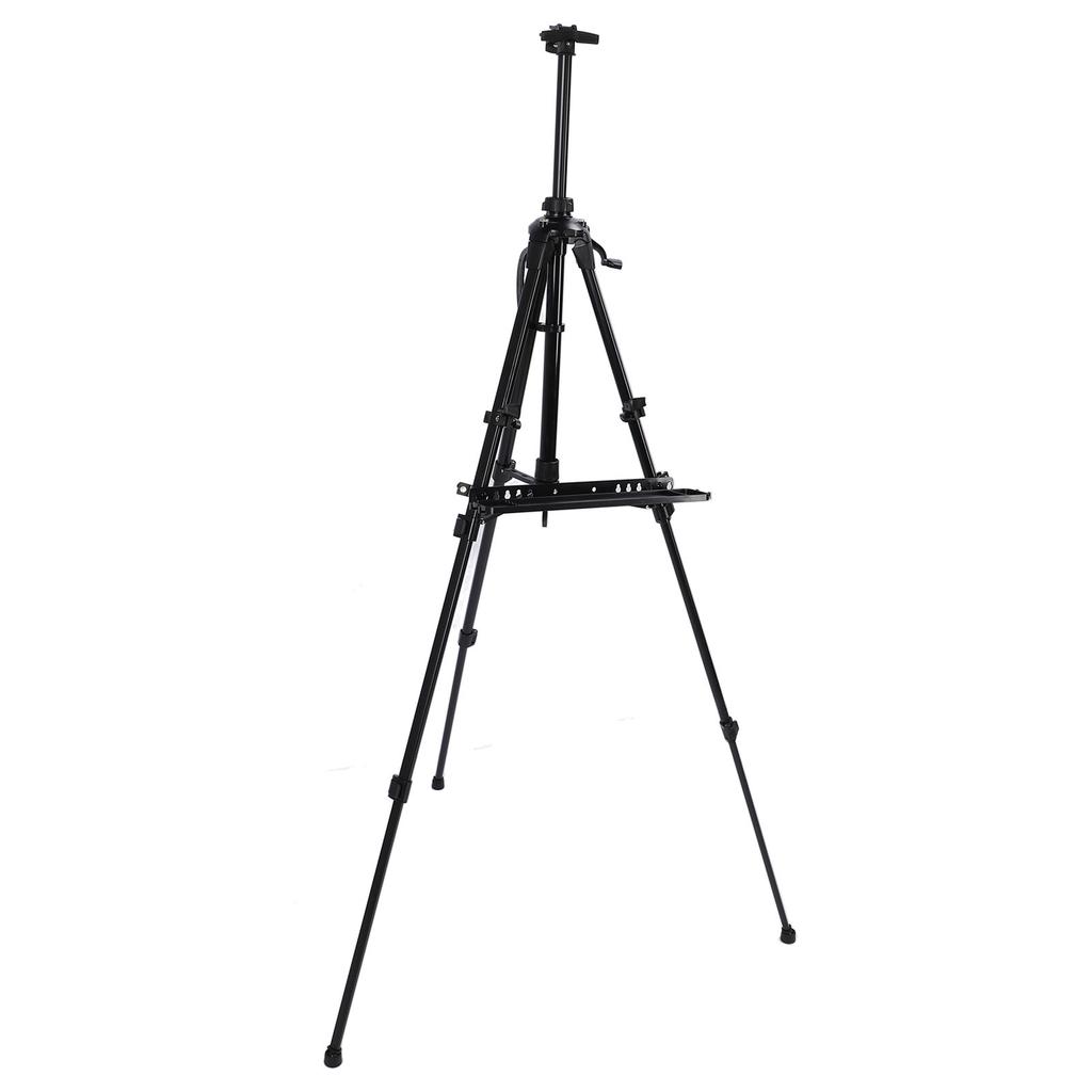 Art Painting Stand Black Angle Height Adjustable Foldable Metal Easel Tripod with Tray for Drawing