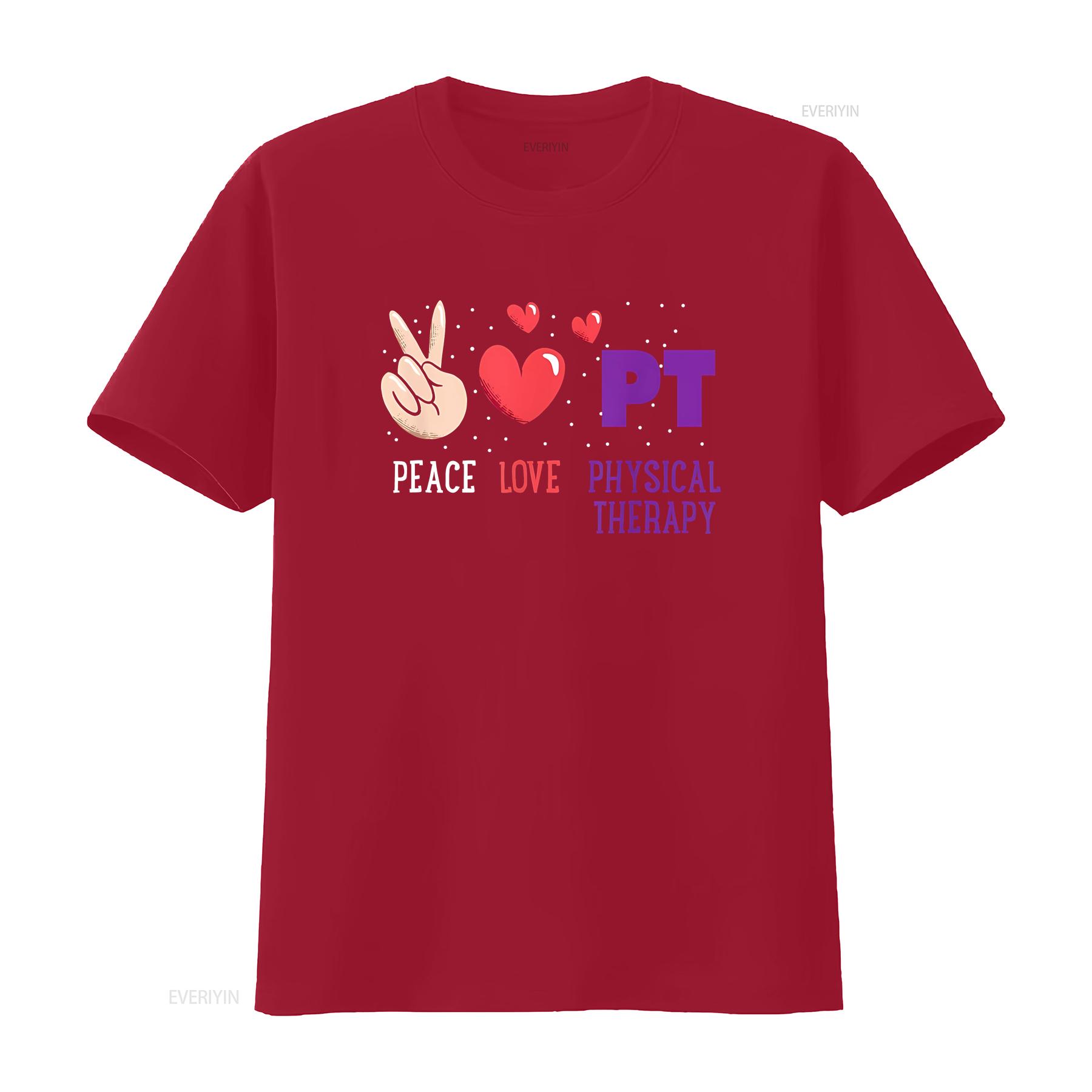 Peace Love Physical Therapy PT Therapist T Shirt vintage Washed streetwear Slightly Versatile Unisex Comfortable fashion homme S