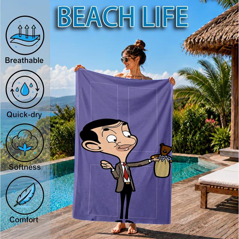Herr. Bean's Abenteuer Strandtuch, Mikrofaser Strandtuch, Perfekt für Pool, Strand, Reisen, Heimdekoration Strandparty Fan Geschenke