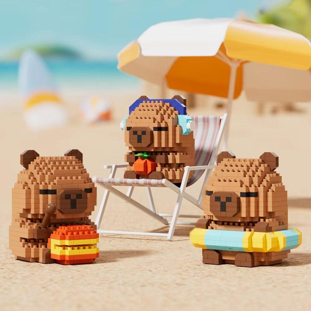 Cartoon Capybara Micro-particle Building Blocks Cute Capybara Doll Toys  For Kids Birthday Gifts
