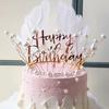 Mother's Day Pearl Crown Seaweed Tassel Cake Decoration for Girls' Birthdays