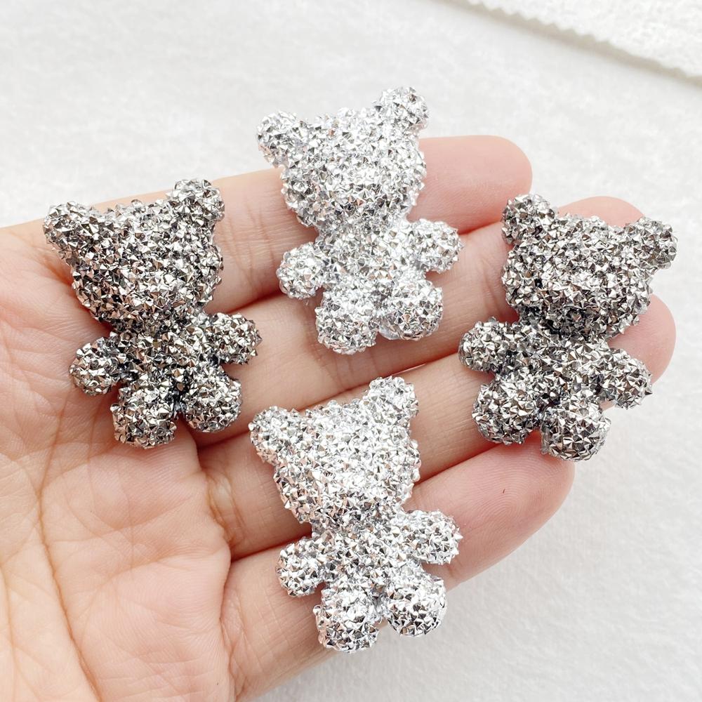 6Pcs New Cute Resin Cartoon Little Bear Flat Back Cabochon Scrapbook Kawaii Mobile Phone, DIY Embellishments Accessories