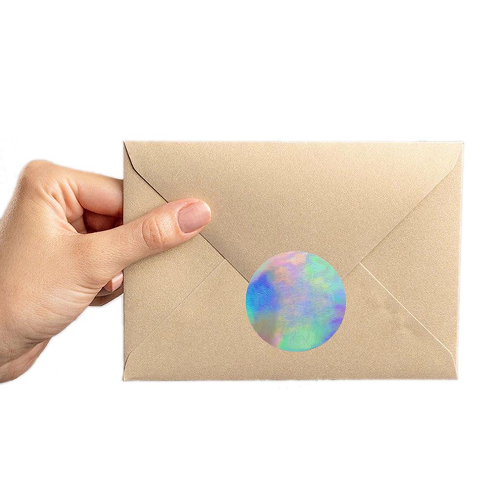100-500pcs Laser Silver Rainbow Round Stickers 1'' Paper Adhesive for Scrapbooking Party Handmade Envelope Business Label