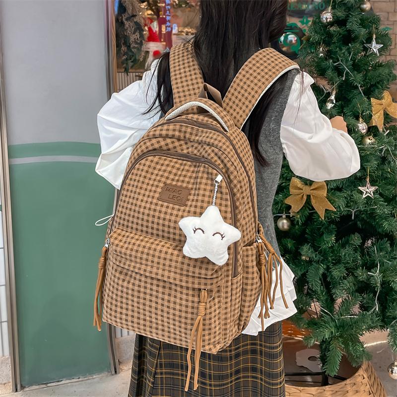Plaid Women's Travel Backpack Student Schoolbag
