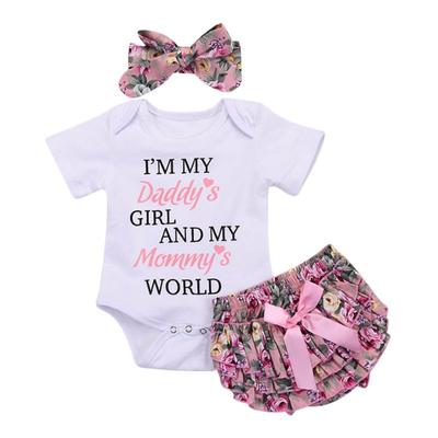 Baby Sommer Kleidung Neugeborenen Baby Mädchen Buchstaben Kleidung Kurzarm Romper Overall + Blume Tutu Shorts 3Pcs Outfits Set