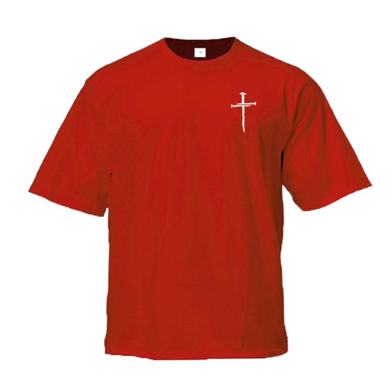 Large Cotton Men's Personalized Cross Print Men's Fitness T-shirt Loose Short Sleeved Round Neck Top T-shirt  Daily Casual Wear