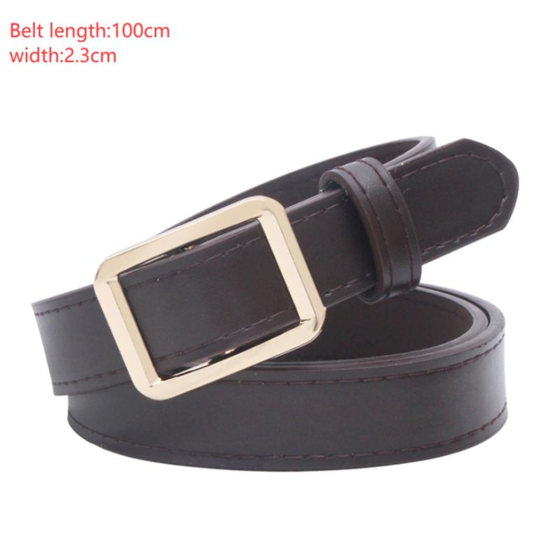 Pu Leather Belt For Women Square Buckle Pin Buckle Jeans Black Belt Chic Luxury Brand Ladies Vintage Strap Female Waistband