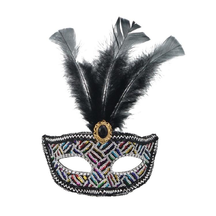 Maskeraddräkt Mask för Kvinnor Fjäder Strass Venetiansk Mask Fest Kväll Bal Maskerad Halloween Cosplay Kostymer
