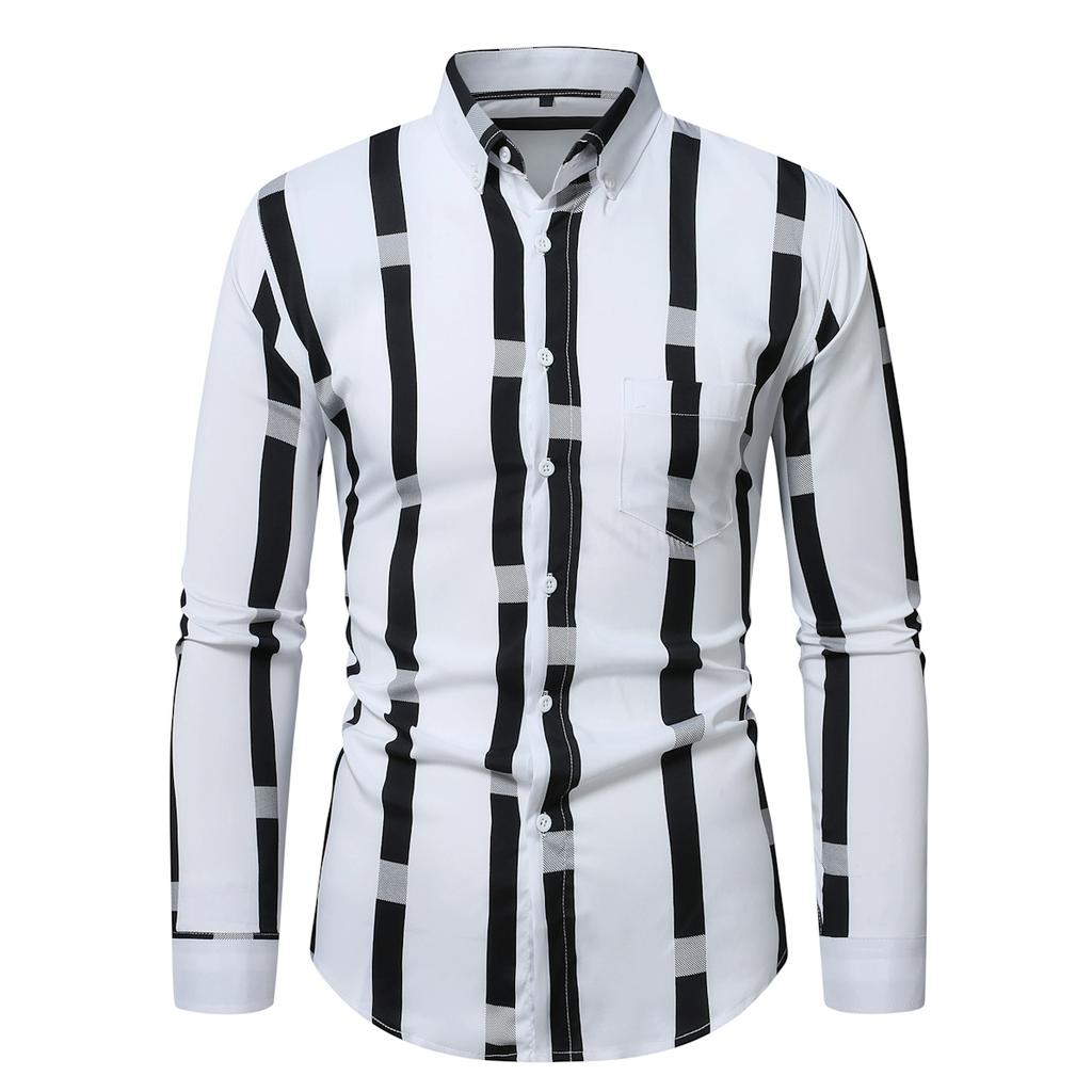 Men Plain Shirts Striped Shirt Men Long Sleeve Shirt Man Korean Popular Shirts Mens Tops Male Luxury Elegant Shirts
