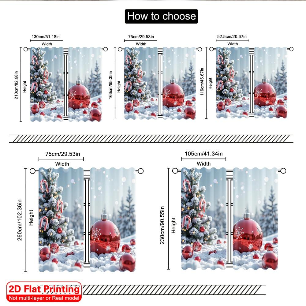 2 Stück 2D Flachdruck Weihnachtsfeier Vorhang Zuckerstange Schnee Winterwunderland Stoff Ohne Strom Festliche Feiertage
