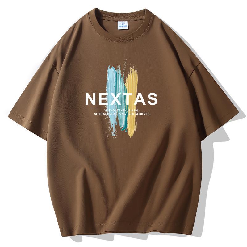 

S-5XL Nextas Мужская свободная футболка с короткими рукавами 100% хлопок S коричневый