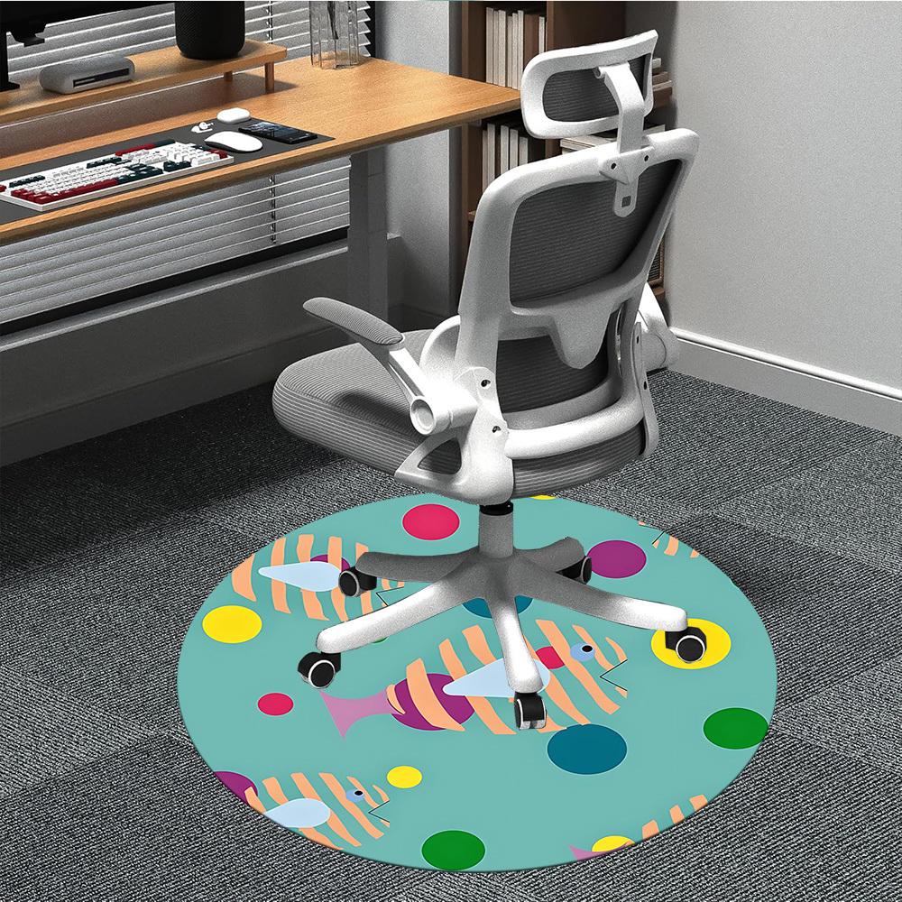 1pc Fish Pattern Office Round Rug, Non-slip, Soft and Durable Office Rug for Interior Decoration, Perfect for Office, Beautiful Decoration yy260323055