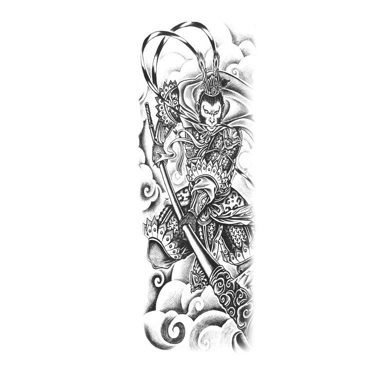 Flower Arm Tattoo Sticker Waterproof Men And Women Sticker Full Arm Waterproof Tattoo Sticker Ukiyo-E Painting Geisha Simulation Big Picture Sticker