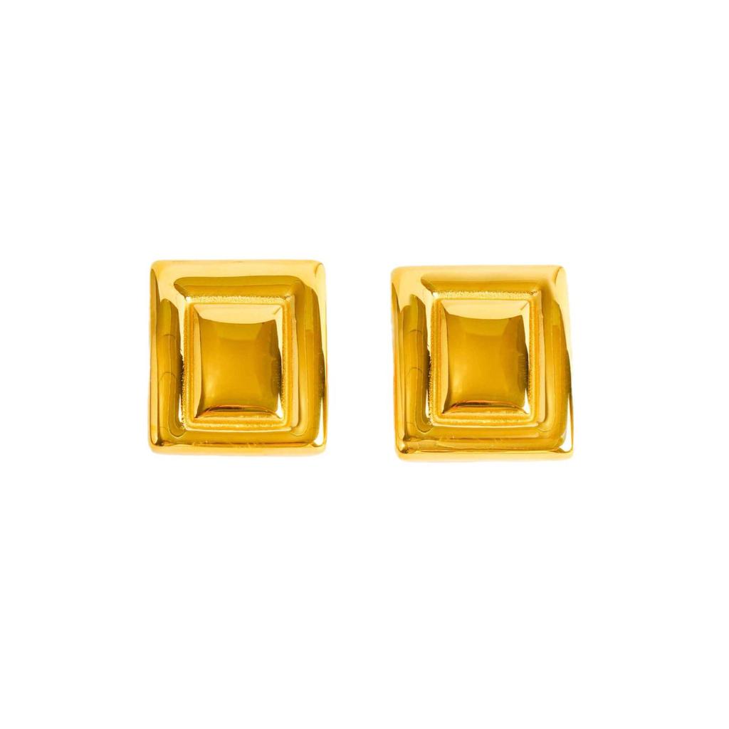 European & American Style Geometric Square Earrings - Stainless Steel, Trendy Titanium Steel Jewelry