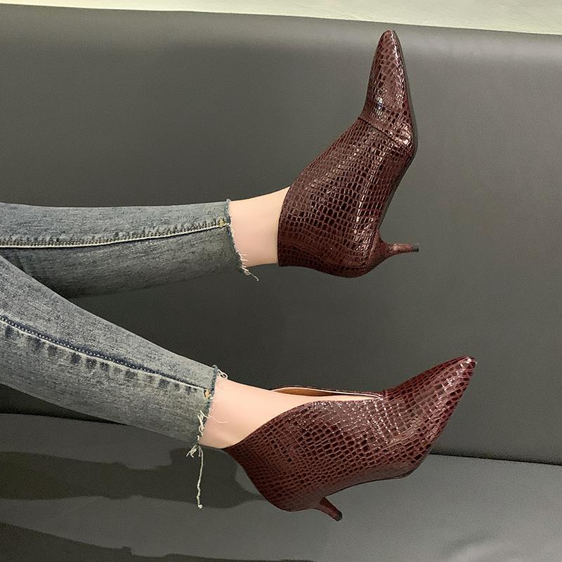 Mote Dame Støvletter Høyhælte Sko 2024 Vår Høst Ny Mote Spisse Tykke Høye Hæler Støvletter Damesko Komfortabelt Temperament