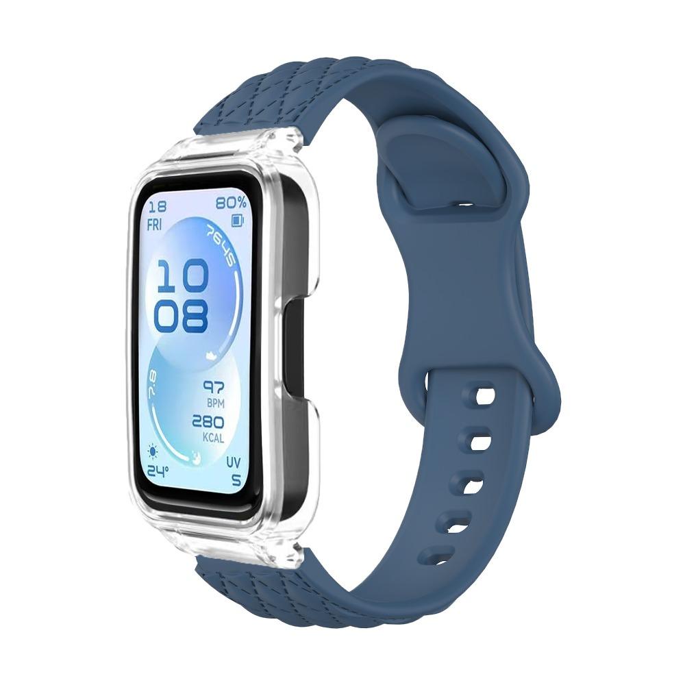 Microwave Pattern Solid Color Strap+PC Case for Huawei Band 11/11pro Soft Silicone Sports Watch Strap for Huawei Band 11/11pro