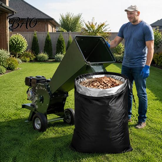Leaf Shredder Collection Bag 1/2Pcs Wood Chipper Bags, Large Capacity Oxford Cloth Drawstring Bag, Lawn Grass Clipping Catcher Heavy Duty Storage for