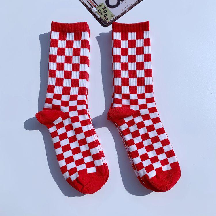 Korea Harajuku Trend Women Checkerboard Socks Geometric Checkered Socks Men Hip Hop Cotton Unisex Streetwear Novelty Socks