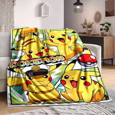 1pc , Pokémon Blanket Lightweight Flannel Blanket Throw Blanket For Sofa, Bed, Travel, Camping, Livingroom, Office, Couch