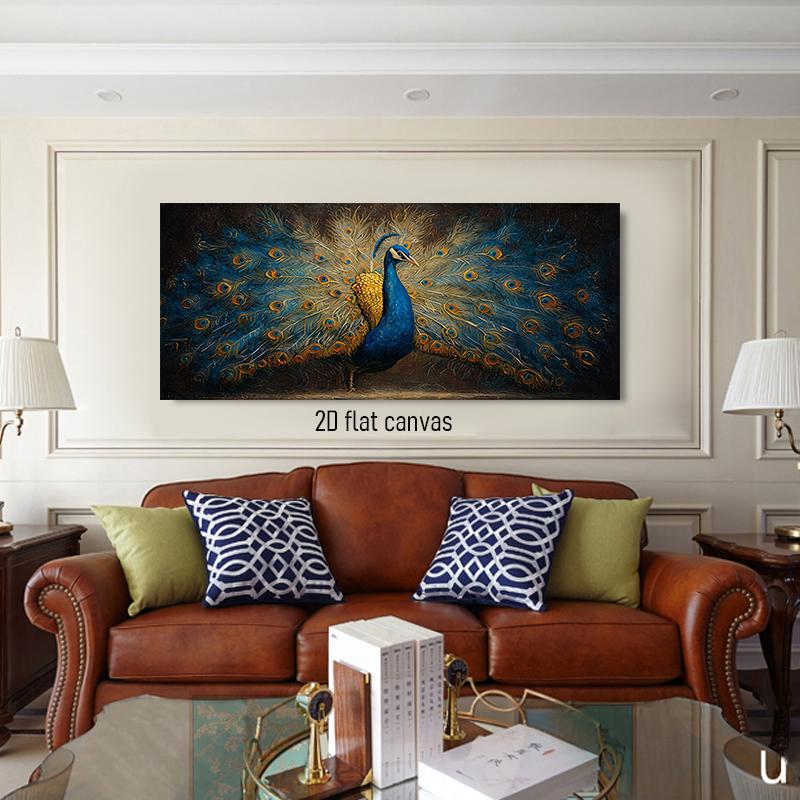 1pcs Peacock Opening Screen Oil Painting Modern Living Room Entrance Decoration Painting Animal Art Canvas Painting Bedroom Stud