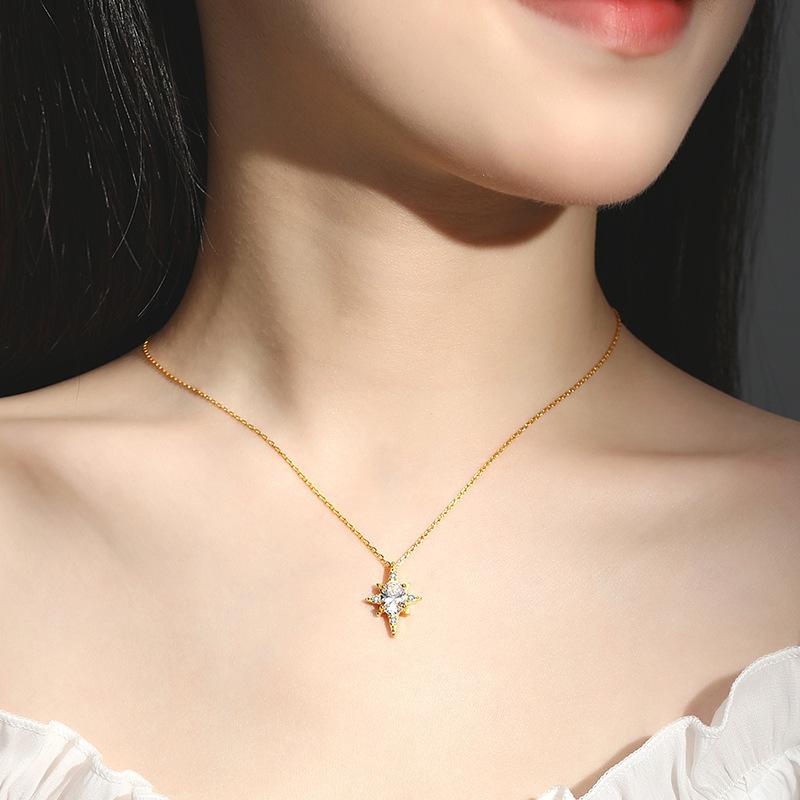 Octagram Necklace Women's Light Luxury Premium Gem Simple Clavicle Chain Qixi Festival Gift Summer