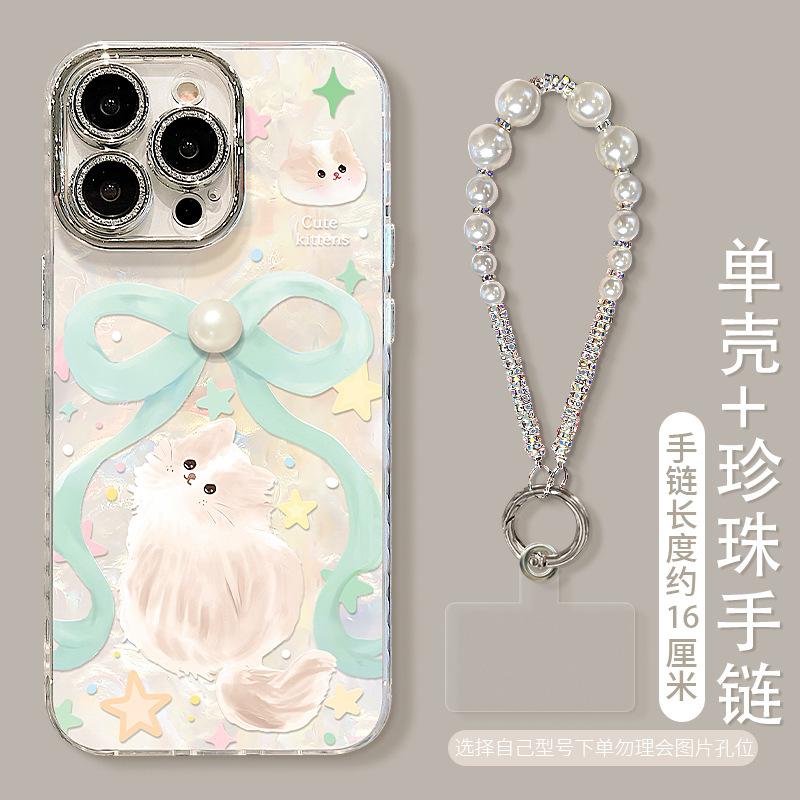 Bow cat is suitable for 17promax mobile phone case iphone16 cute 15 three-dimensional 14 high-value girls 13