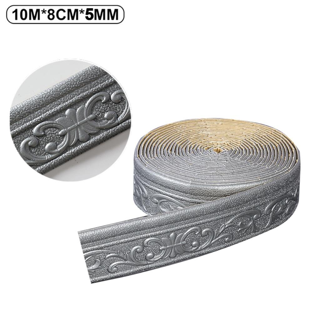 10M 3D Wall Trim Line Skirting Border Self-Adhesive Waterproof Baseboard Wall Sticker For Living Room Home Decoration