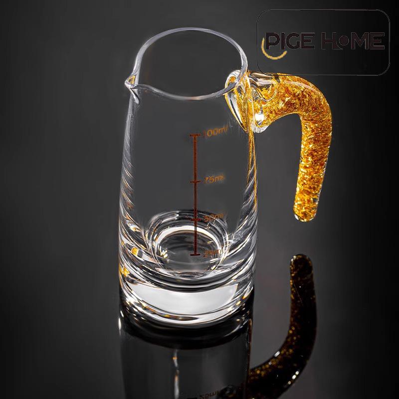 PIGE HOME 1/5pcs Luxury Vodka Glass Gold Foil Wine Glass Glass Gilt Edged Cup 100/150ml Wine Distribution Pot Gift Wine Set