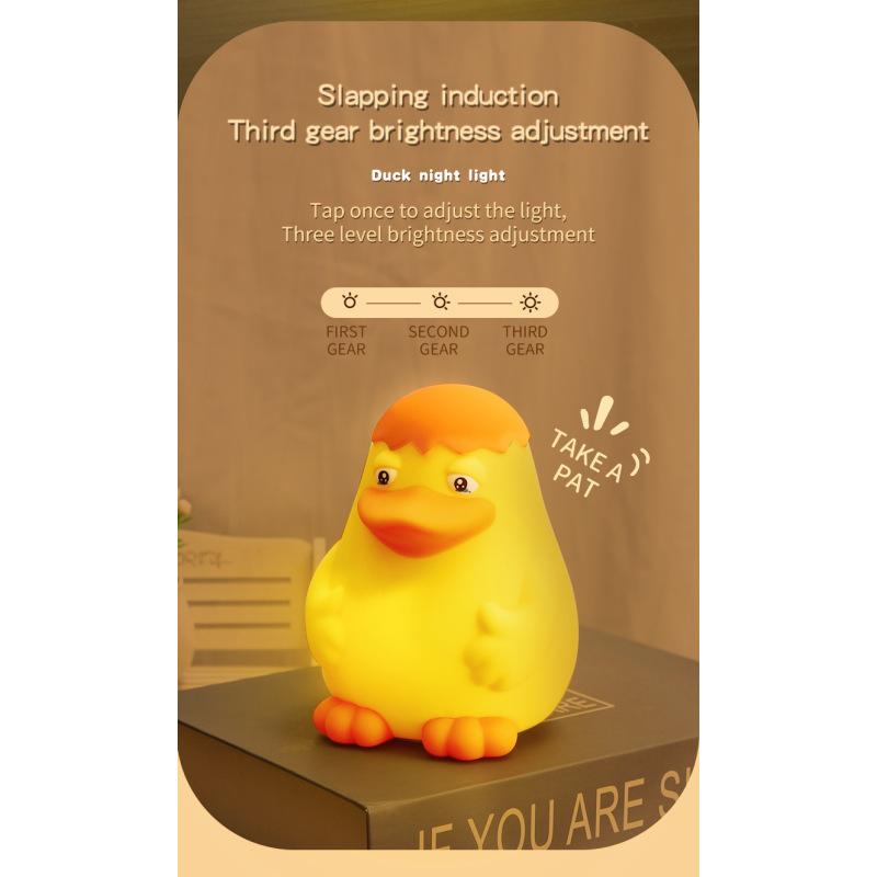 Silicone Cute Duck Pat Light Induction Night Light USB Charging Ornament Ambient Lighting Night Light